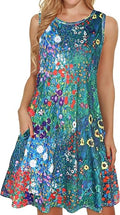 Women's Summer Dresses 2026 Beach Casual Sleeveless Floral Print Tank Loose Sundress with Pocket